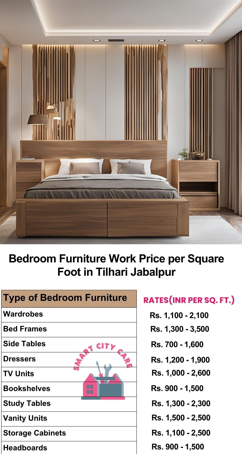 Bedroom Furniture Work Price list per Square Foot in Tilhari,Jabalpur