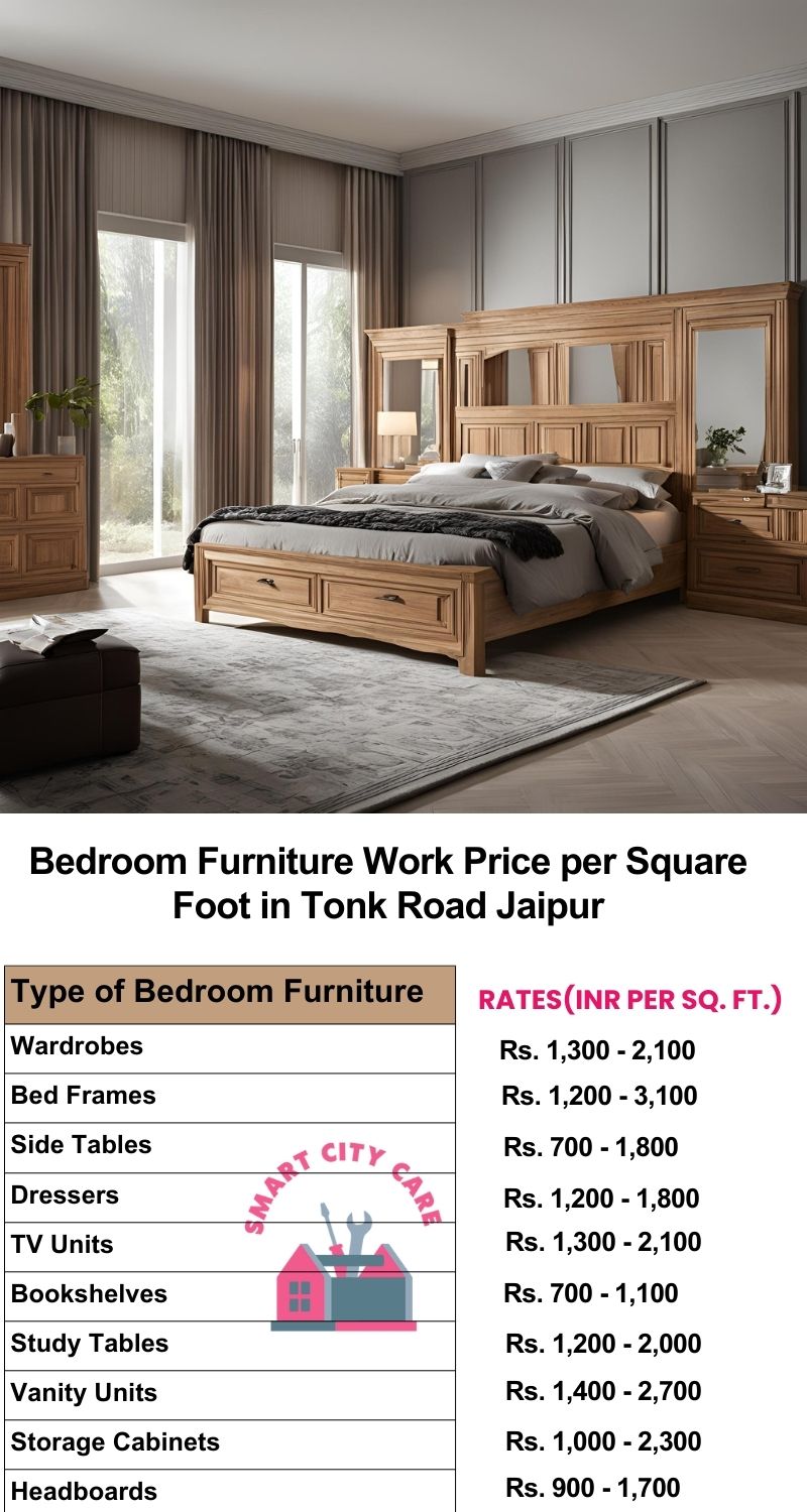 Bedroom Furniture Work Price list per Square Foot in Tonk Road,Jaipur