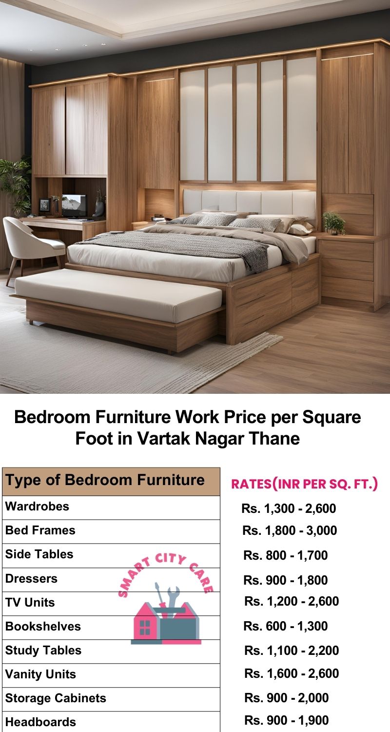 Bedroom Furniture Work Price list per Square Foot in Vartak Nagar,Thane