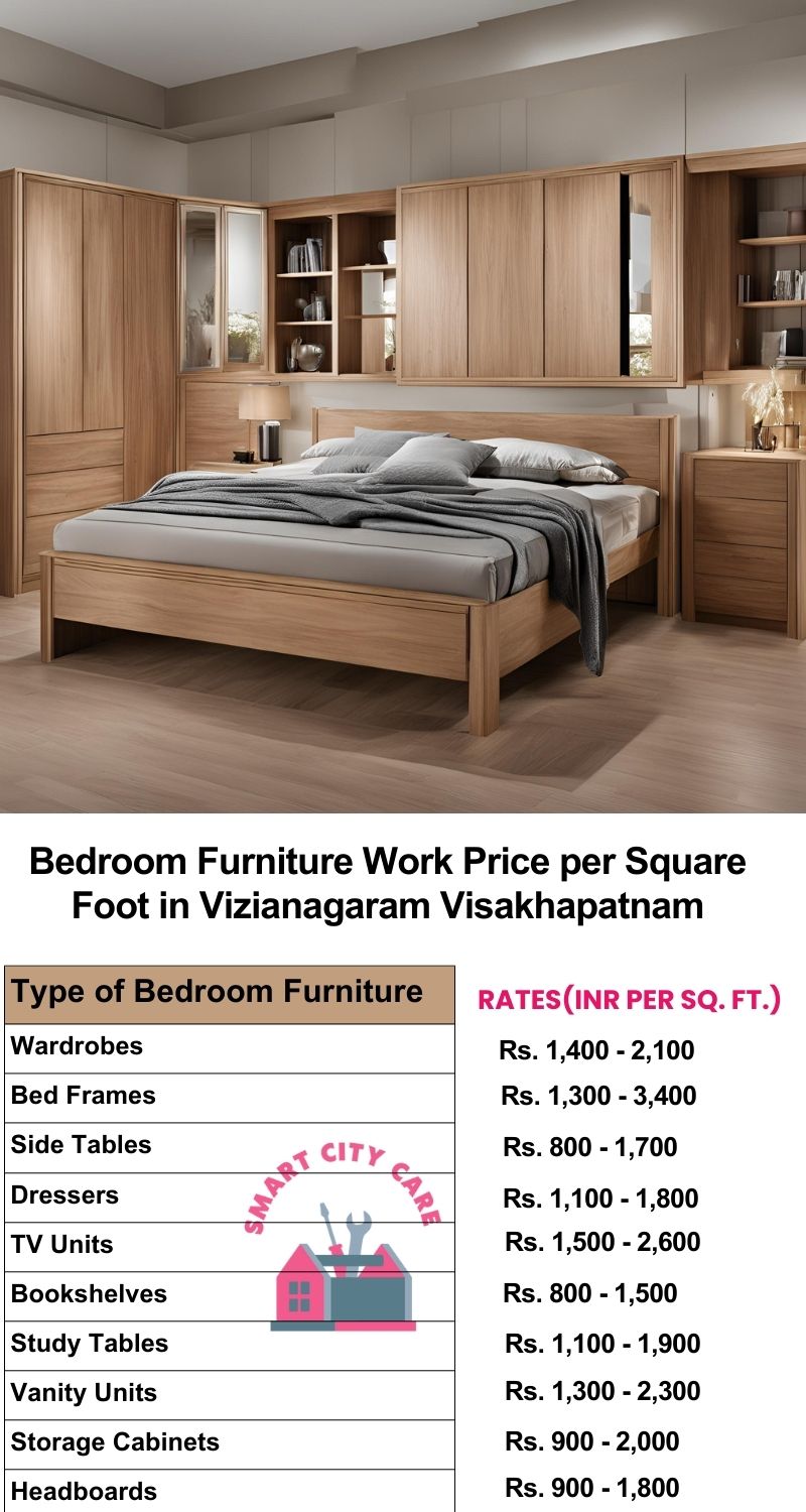 Bedroom Furniture Work Price list per Square Foot in Vizianagaram,Visakhapatnam