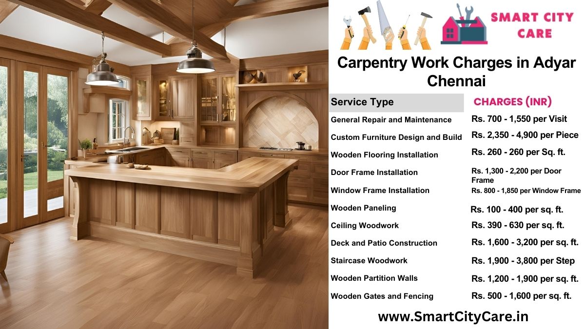 Carpentry Work Charges list in Adyar, Chennai
