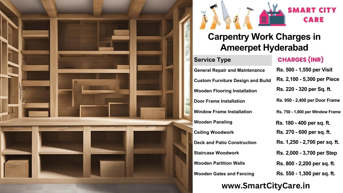 Carpentry Work Charges list in Ameerpet, Hyderabad