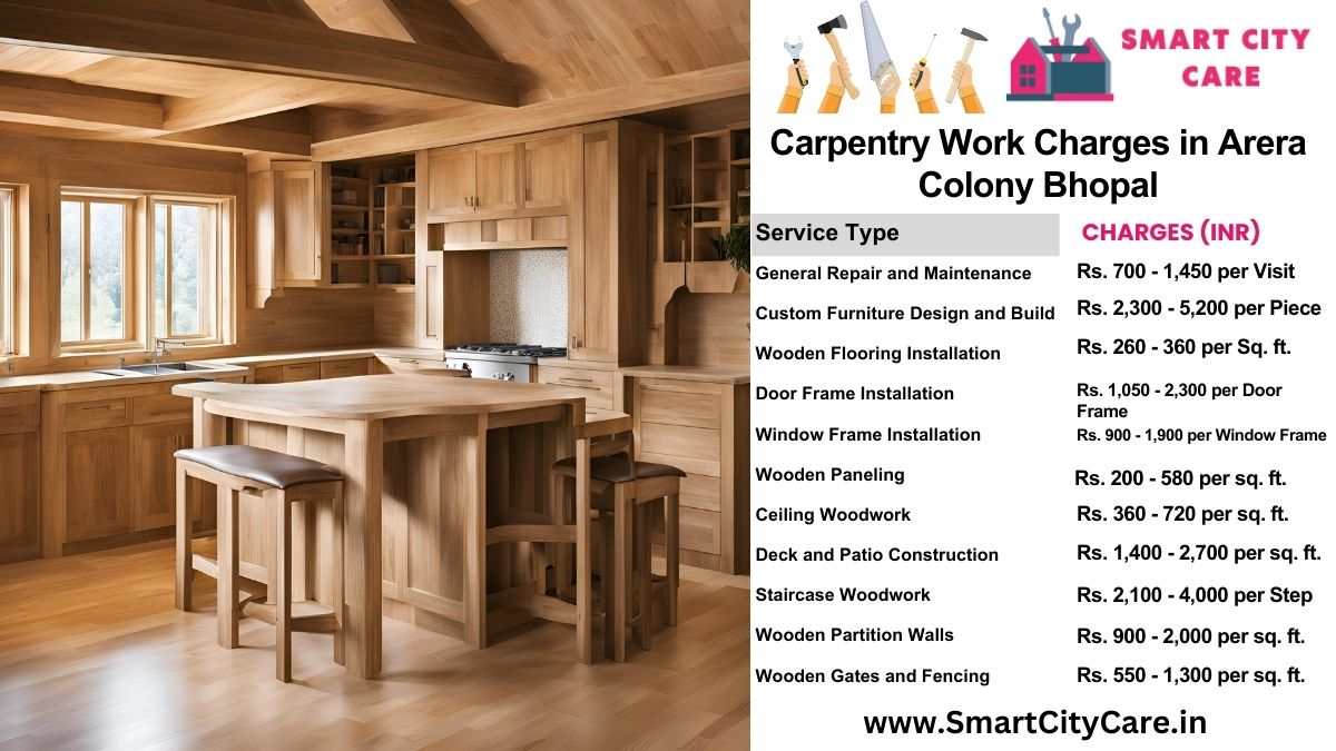 Carpentry Work Charges list in Arera Colony, Bhopal