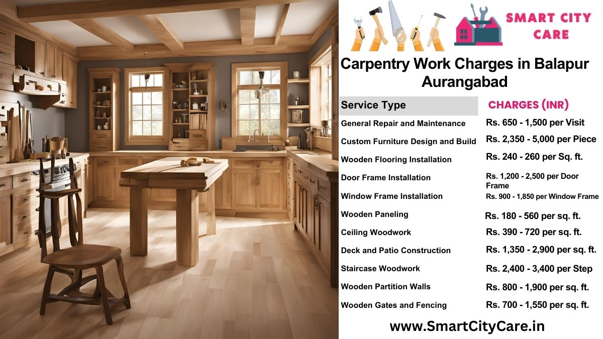 Carpentry Work Charges list in Balapur, Aurangabad