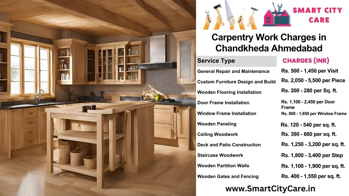 Carpentry Work Charges list in Chandkheda, Ahmedabad