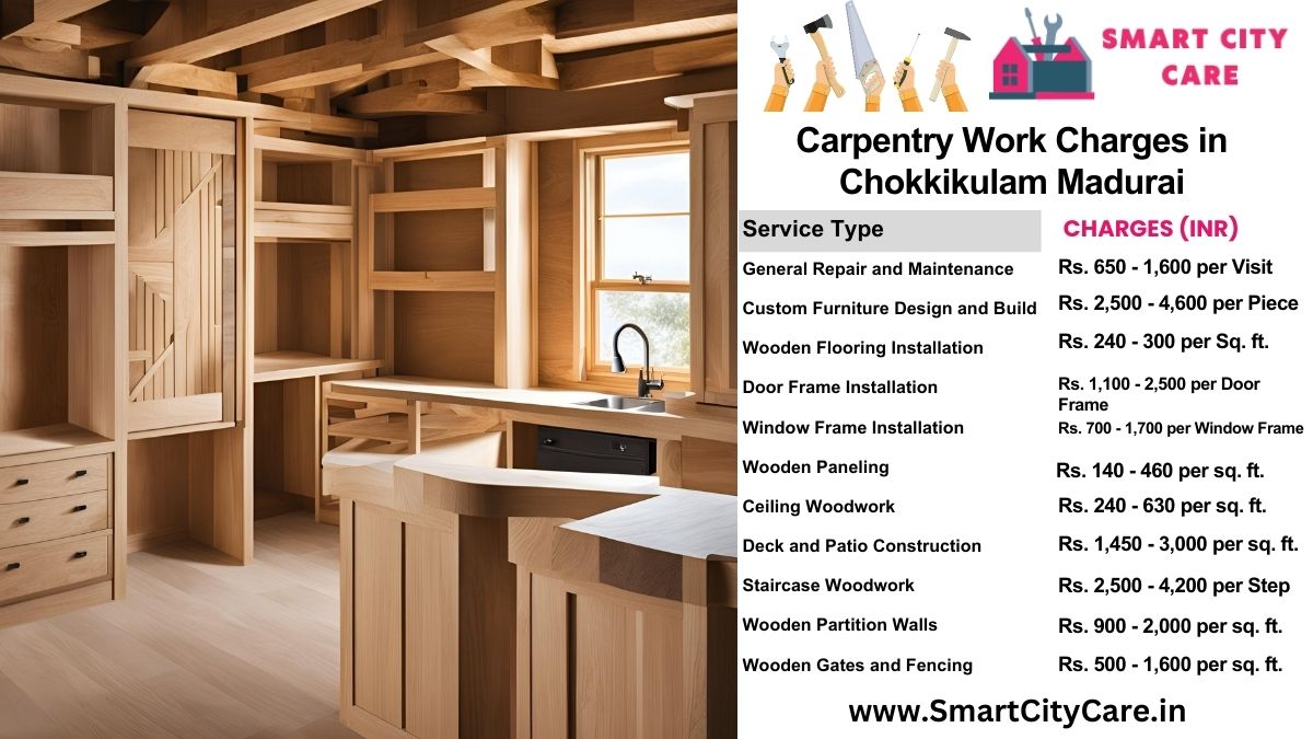 Carpentry Work Charges list in Chokkikulam, Madurai