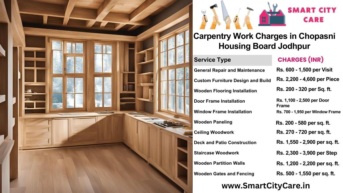 Carpentry Work Charges list in Chopasni Housing Board, Jodhpur