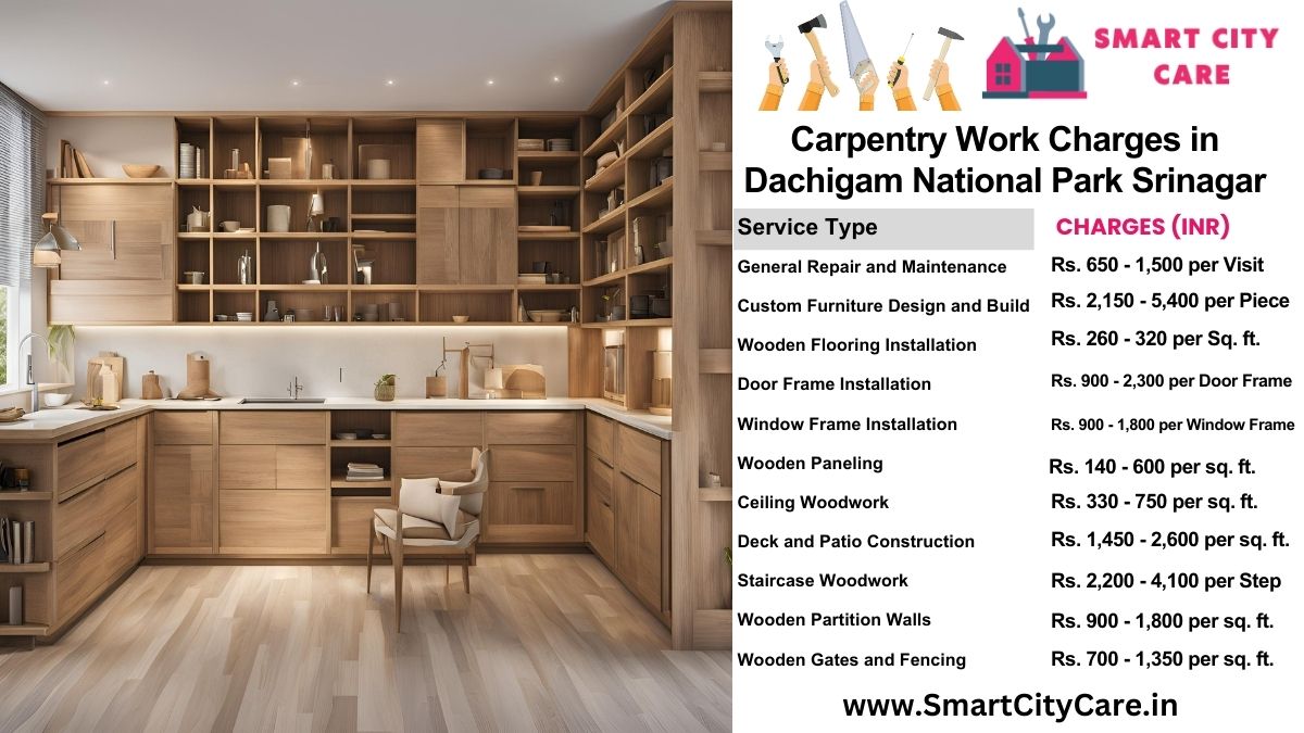 Carpentry Work Charges list in Dachigam National Park, Srinagar