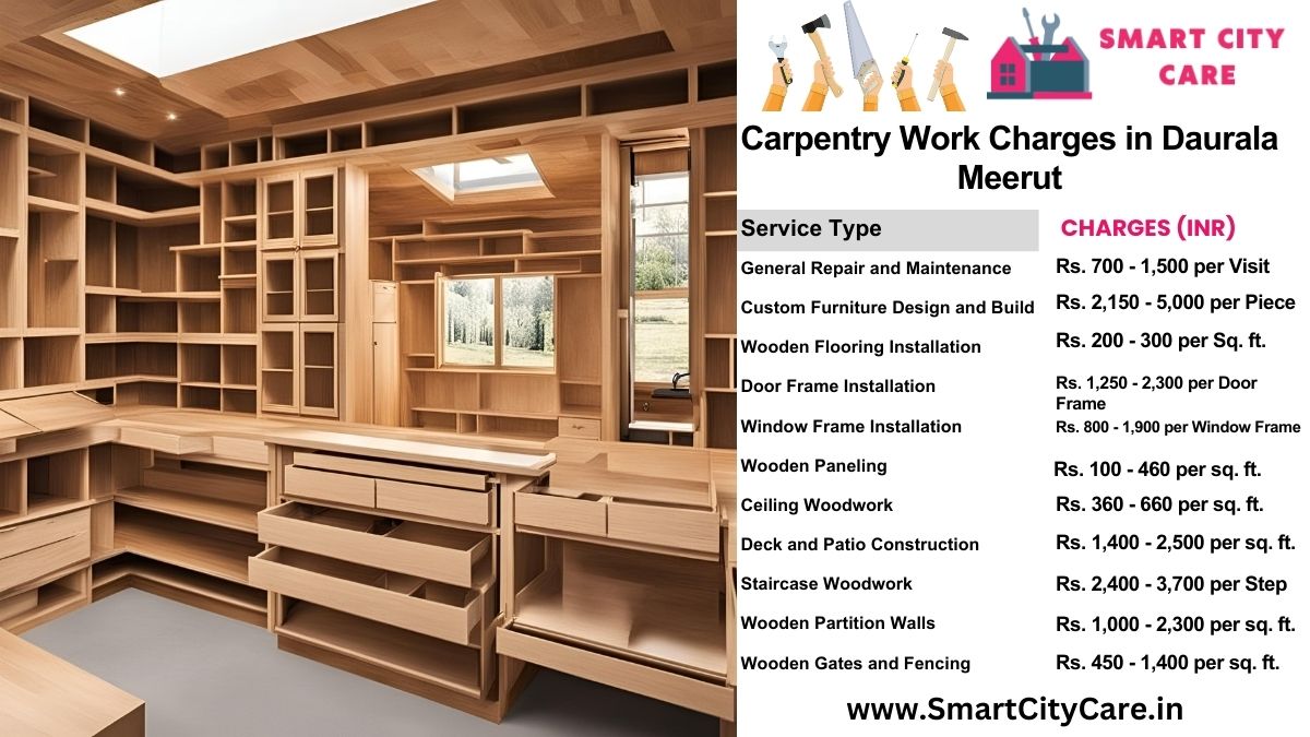 Carpentry Work Charges list in Daurala, Meerut