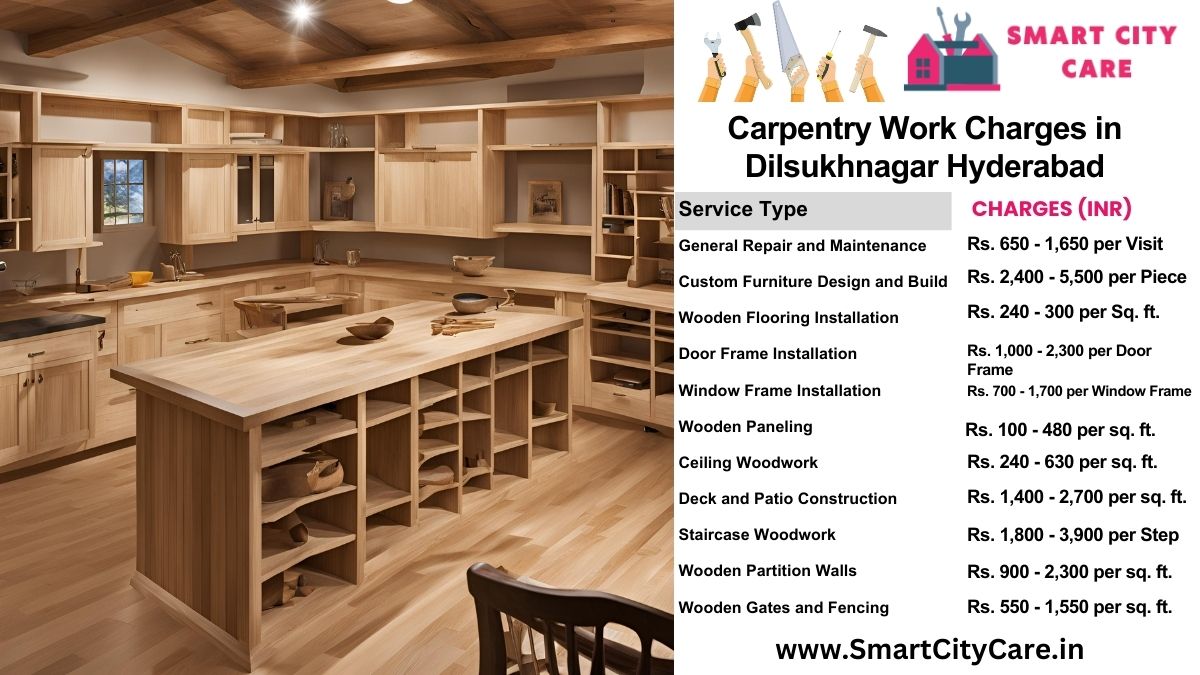 Carpentry Work Charges list in Dilsukhnagar, Hyderabad