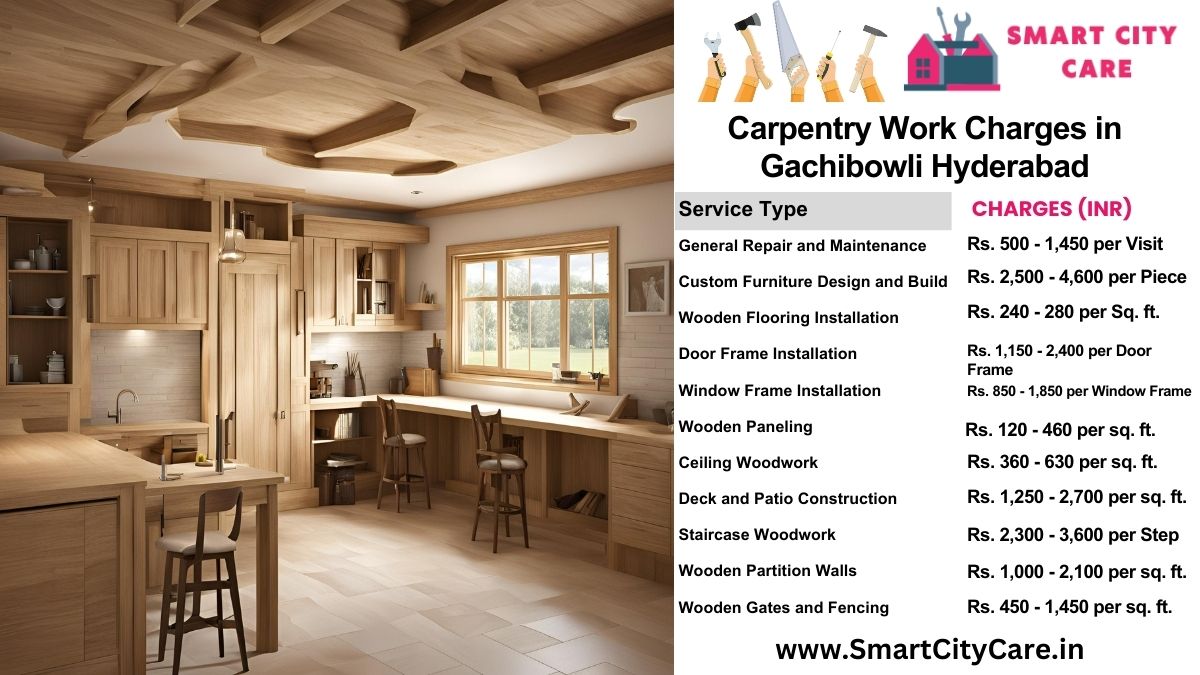 Carpentry Work Charges list in Gachibowli, Hyderabad