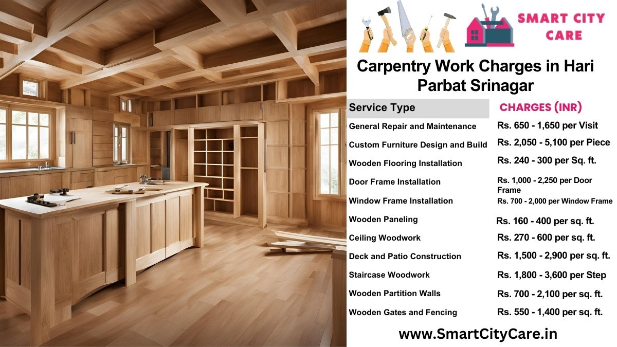 Carpentry Work Charges list in Hari Parbat, Srinagar