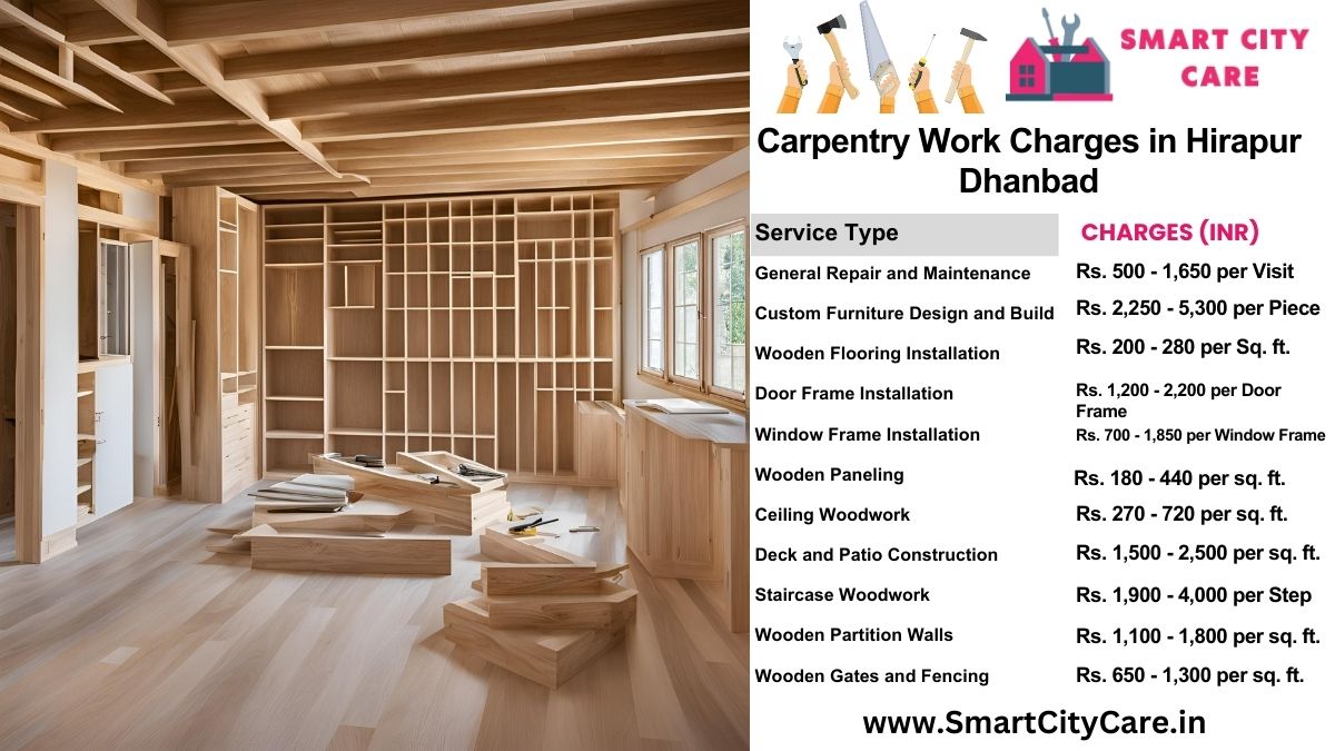 Carpentry Work Charges list in Hirapur, Dhanbad