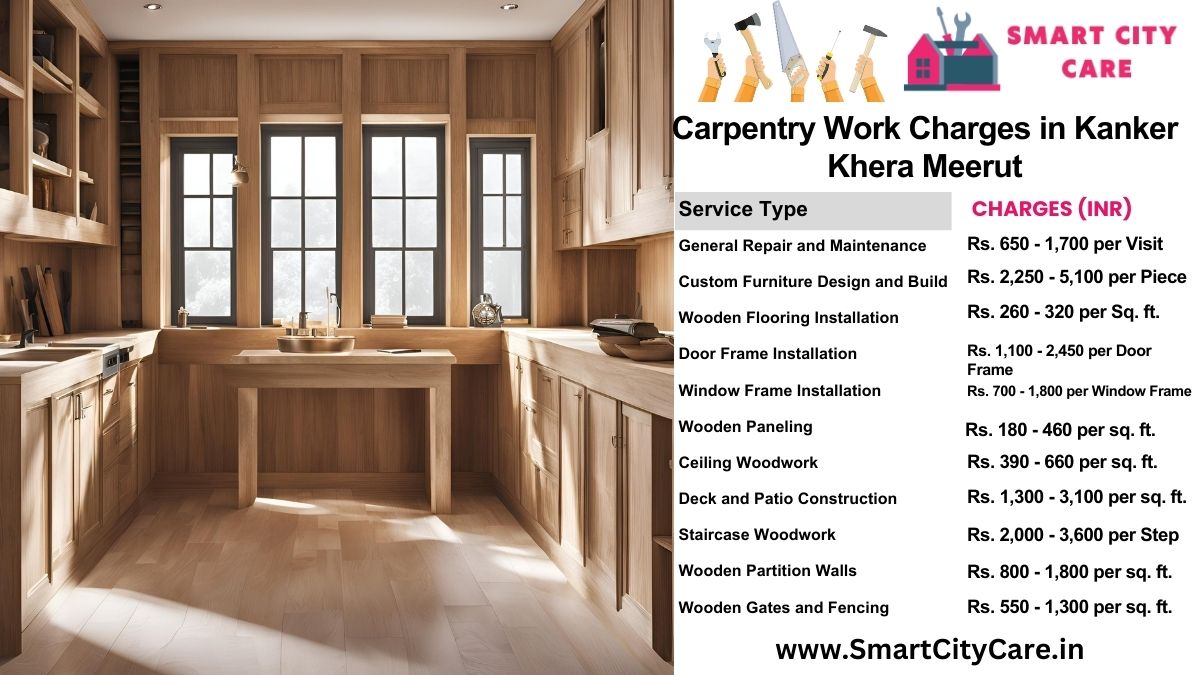 Carpentry Work Charges list in Kanker Khera, Meerut