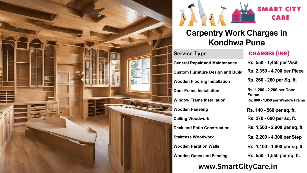 Carpentry Work Charges list in Kondhwa, Pune