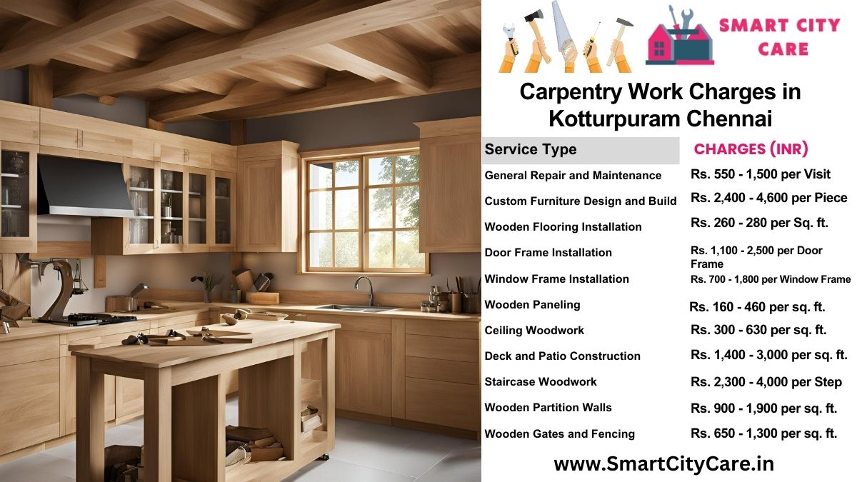 Carpentry Work Charges list in Kotturpuram, Chennai