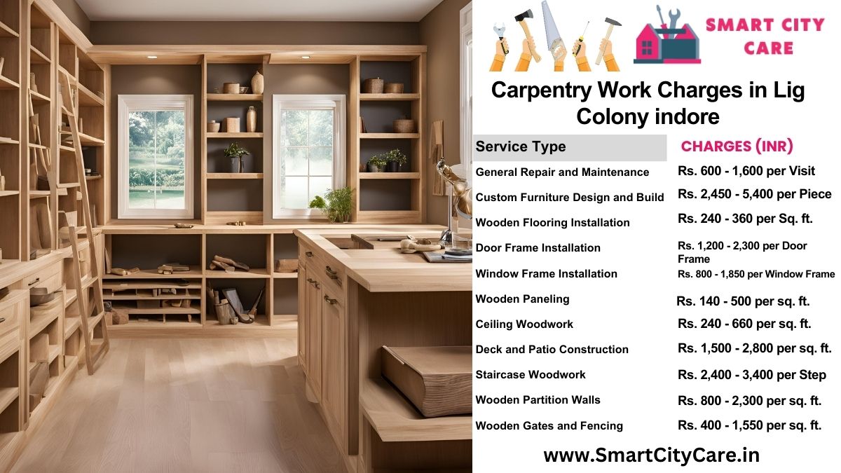 Carpentry Work Charges list in LIG Colony, Indore