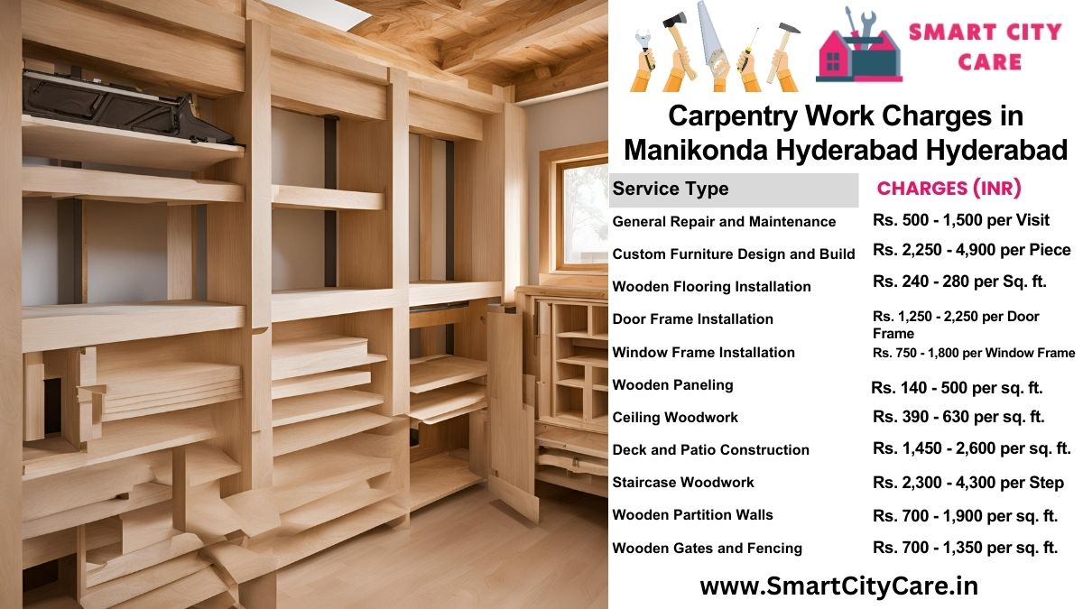 Carpentry Work Charges list in Manikonda, hyderabad, Hyderabad