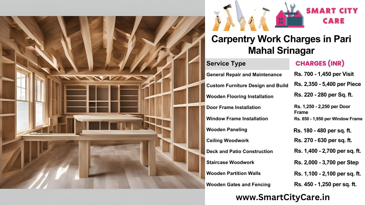 Carpentry Work Charges list in Pari Mahal, Srinagar