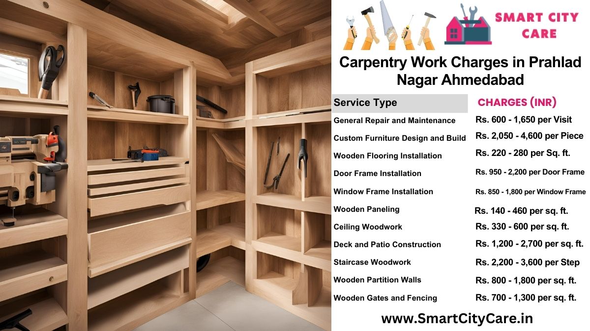 Carpentry Work Charges list in Prahlad Nagar, Ahmedabad