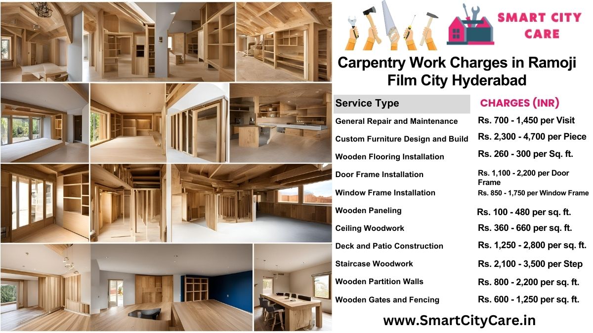 Carpentry Work Charges list in Ramoji Film City, Hyderabad