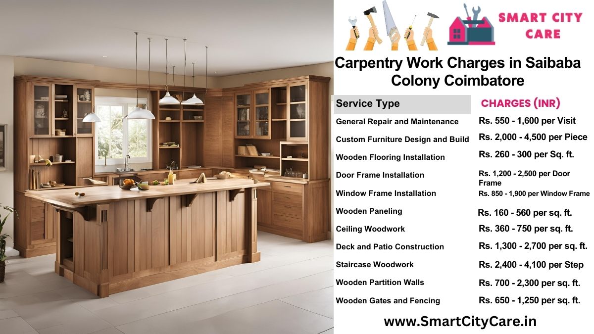 Carpentry Work Charges list in Saibaba Colony, Coimbatore