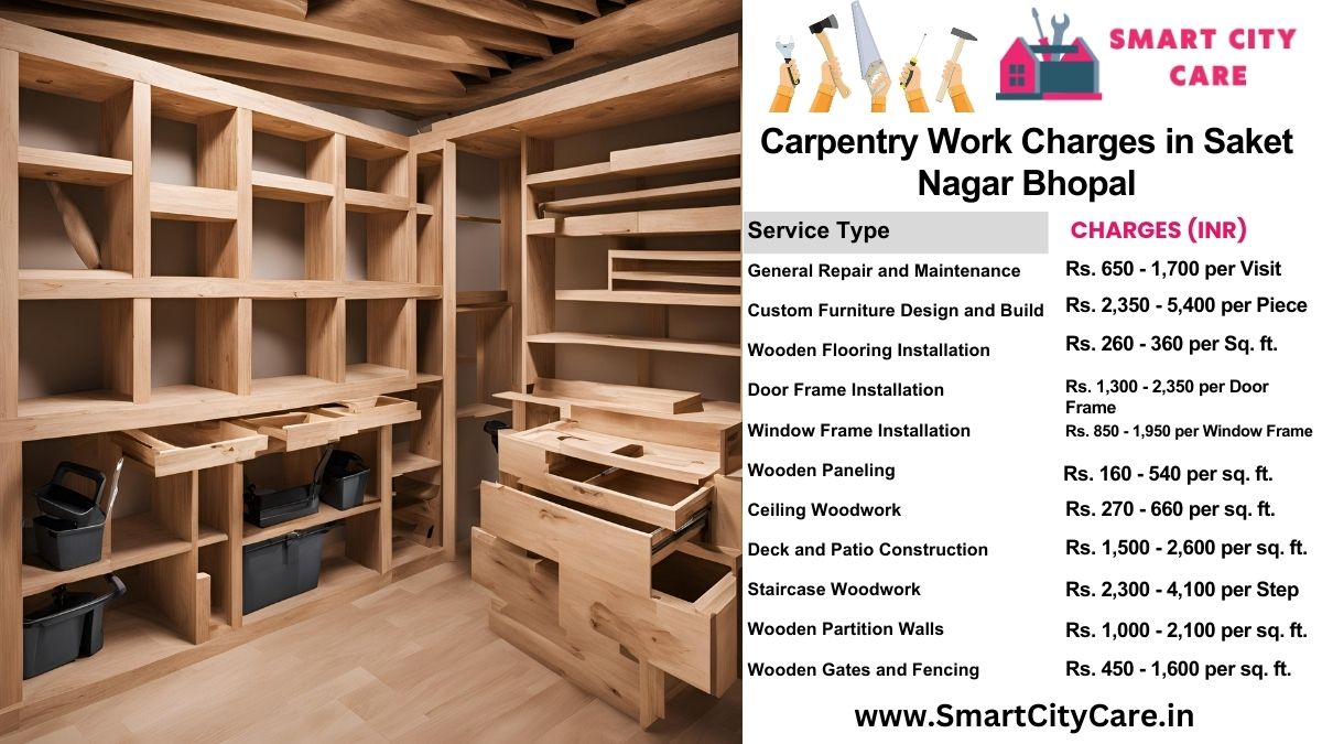 Carpentry Work Charges list in Saket Nagar, Bhopal