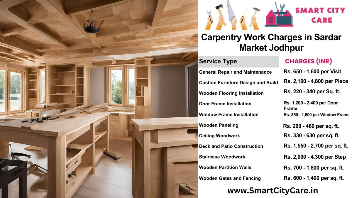 Carpentry Work Charges list in Sardar Market, Jodhpur