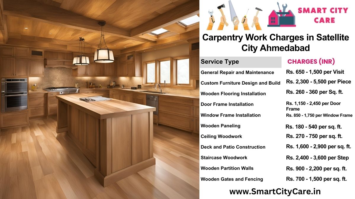 Carpentry Work Charges list in Satellite City, Ahmedabad