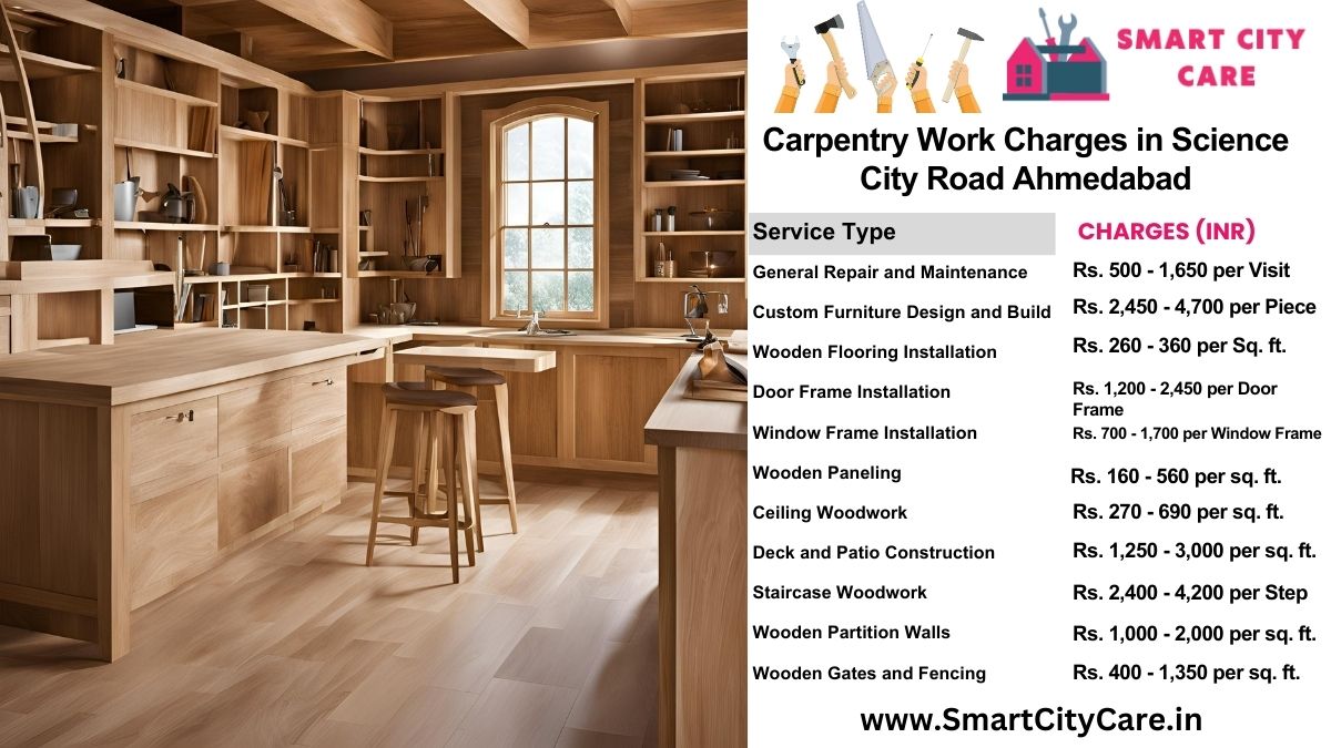 Carpentry Work Charges list in Science City Road, Ahmedabad