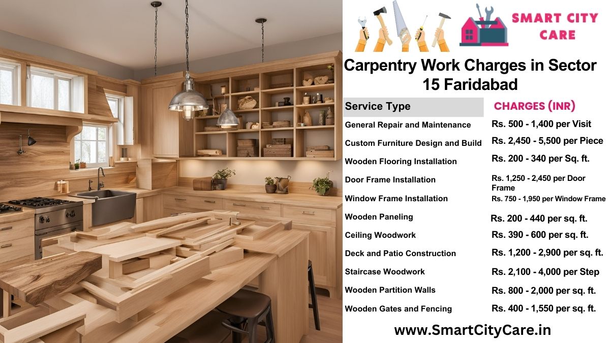 Carpentry Work Charges list in Sector 15, Faridabad