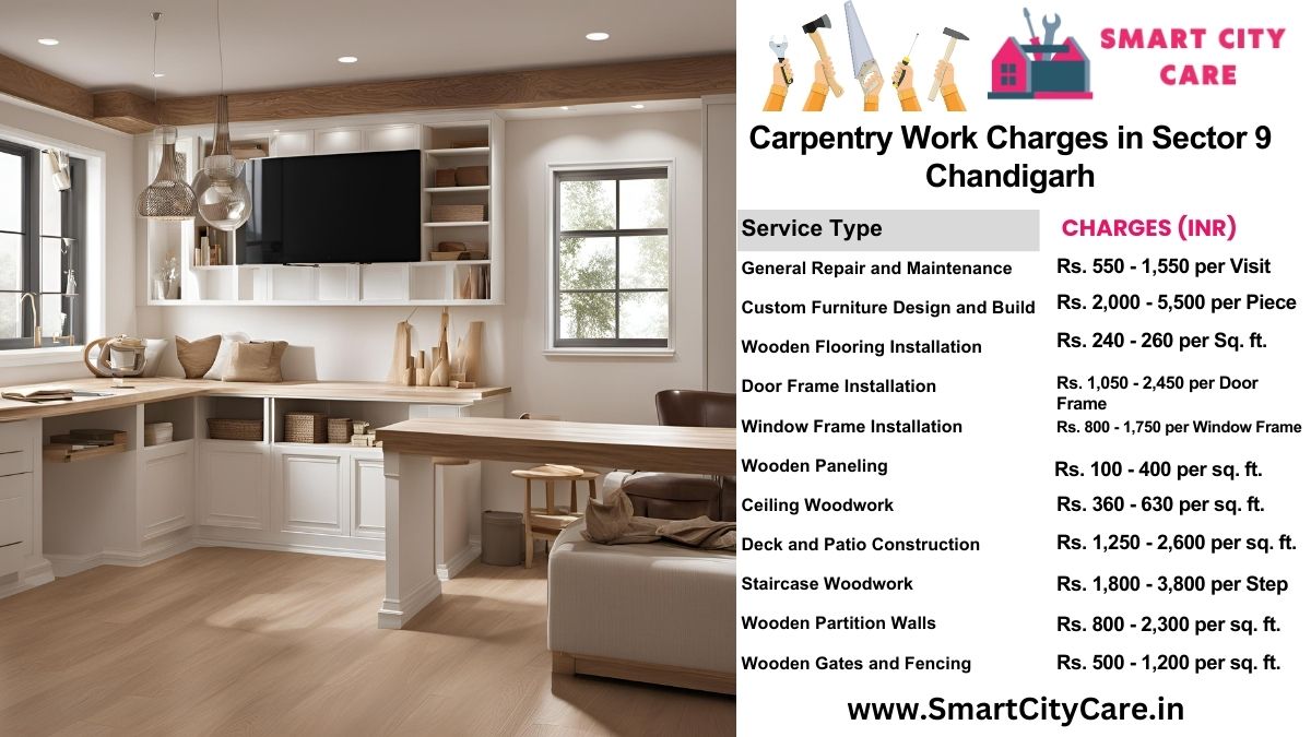 Carpentry Work Charges list in Sector 9, Chandigarh