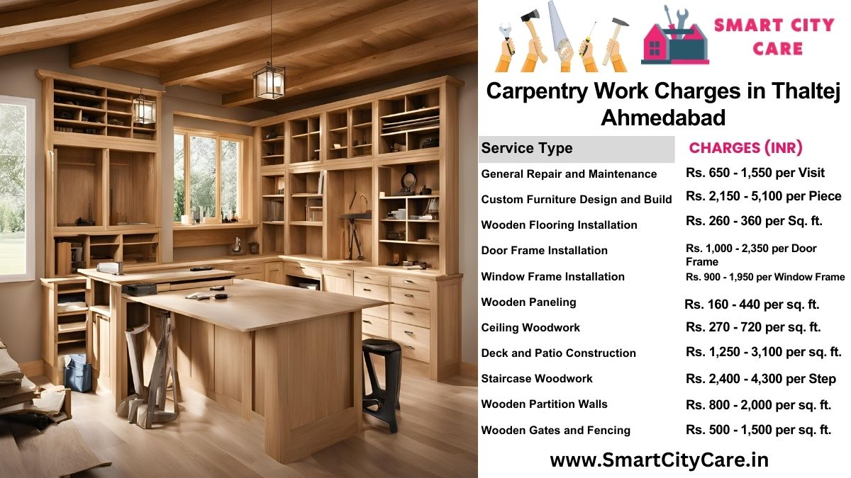 Carpentry Work Charges list in Thaltej, Ahmedabad