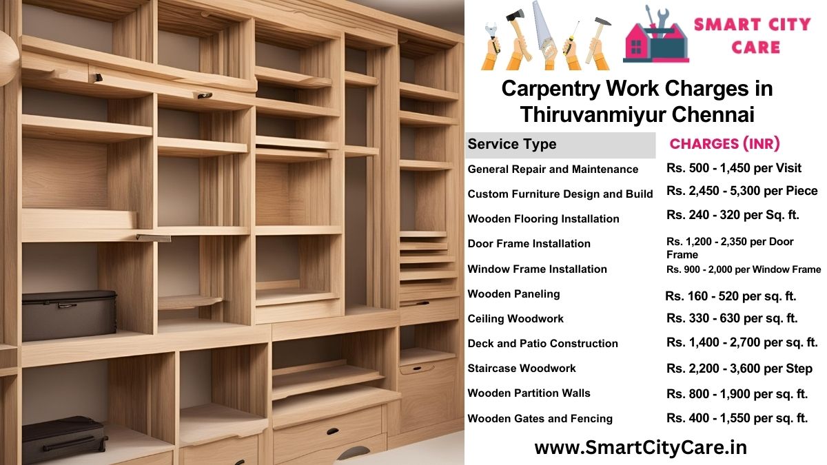 Carpentry Work Charges list in Thiruvanmiyur, Chennai