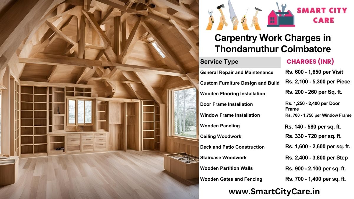 Carpentry Work Charges list in Thondamuthur, Coimbatore