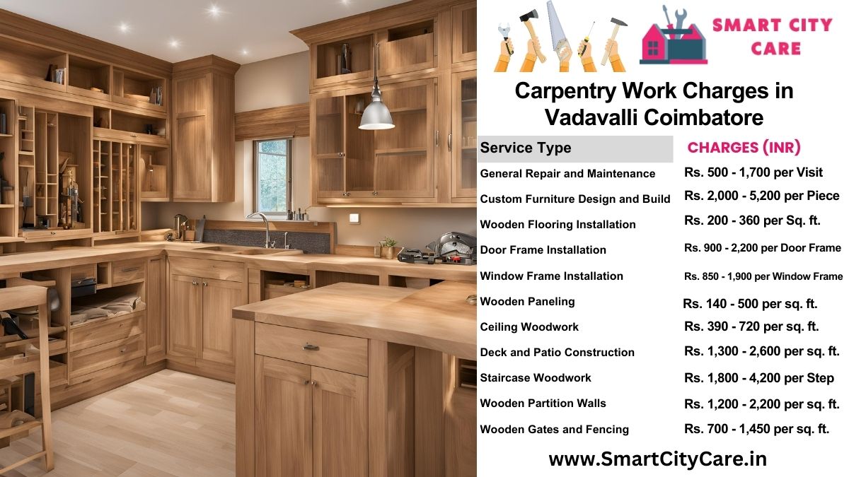 Carpentry Work Charges list in Vadavalli, Coimbatore