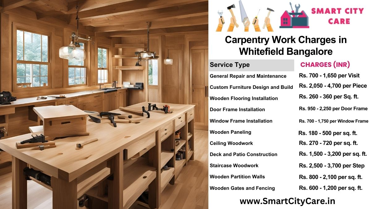 Carpentry Work Charges list in Whitefield, Bangalore