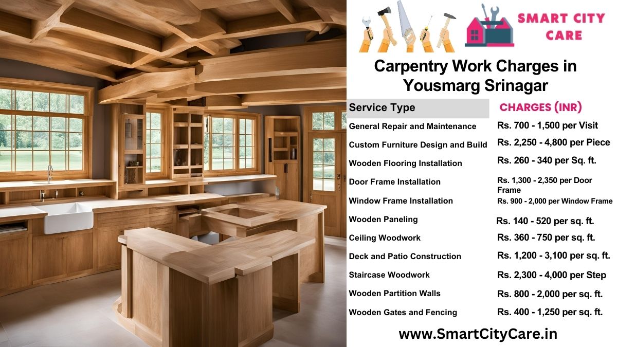 Carpentry Work Charges list in Yousmarg, Srinagar