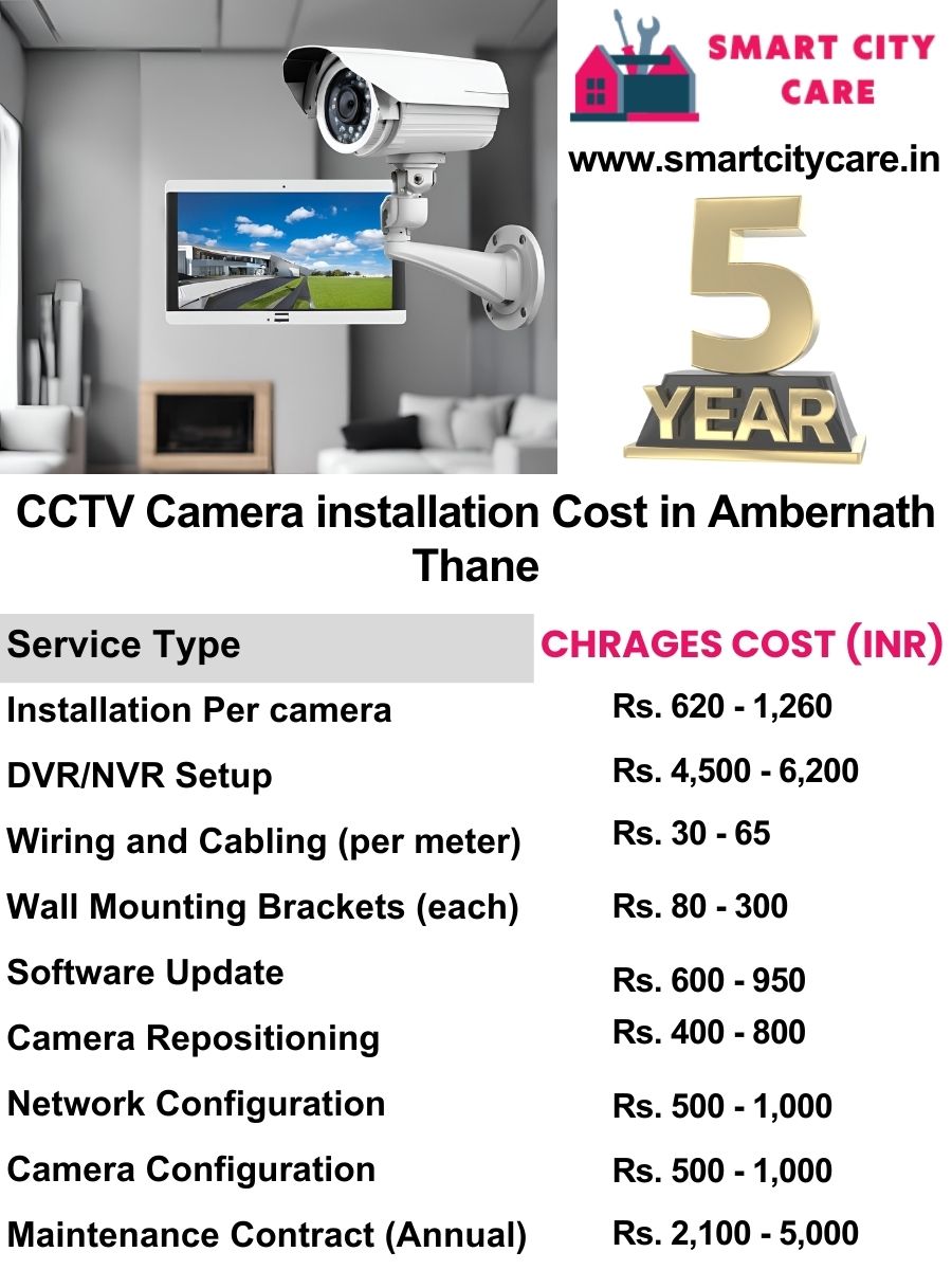 CCTV camera installation cost list in Thane, Ambernath