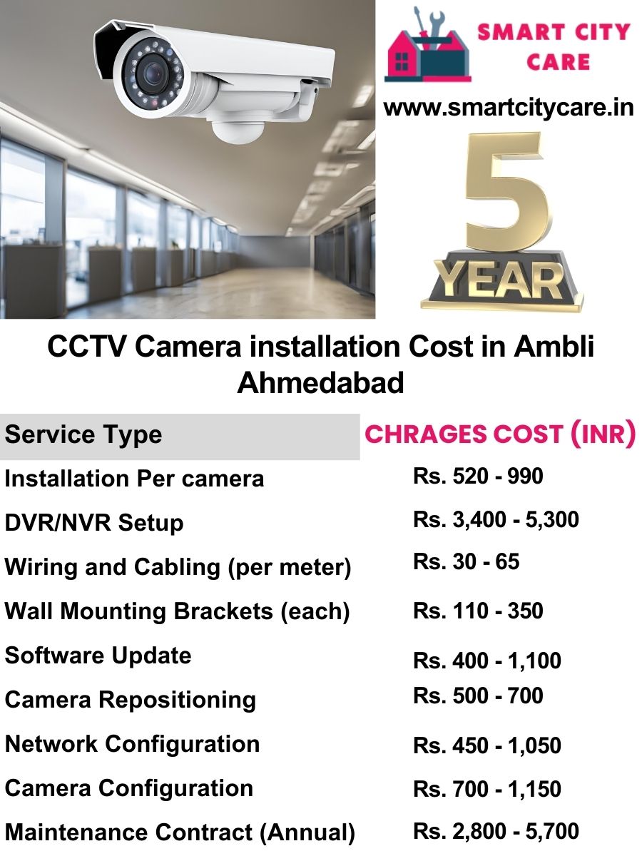 CCTV camera installation cost list in Ahmedabad, Ambli