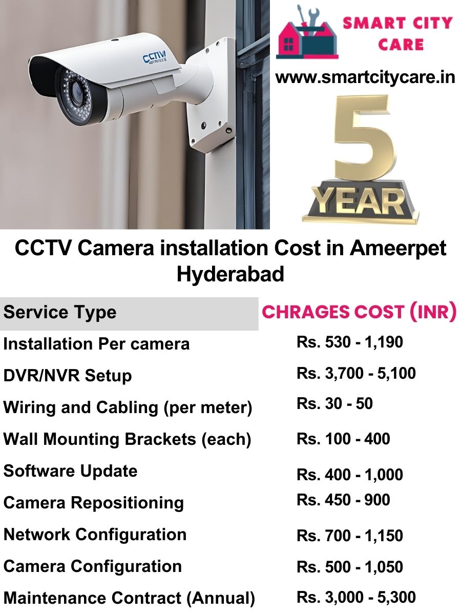 CCTV camera installation cost list in Hyderabad, Ameerpet