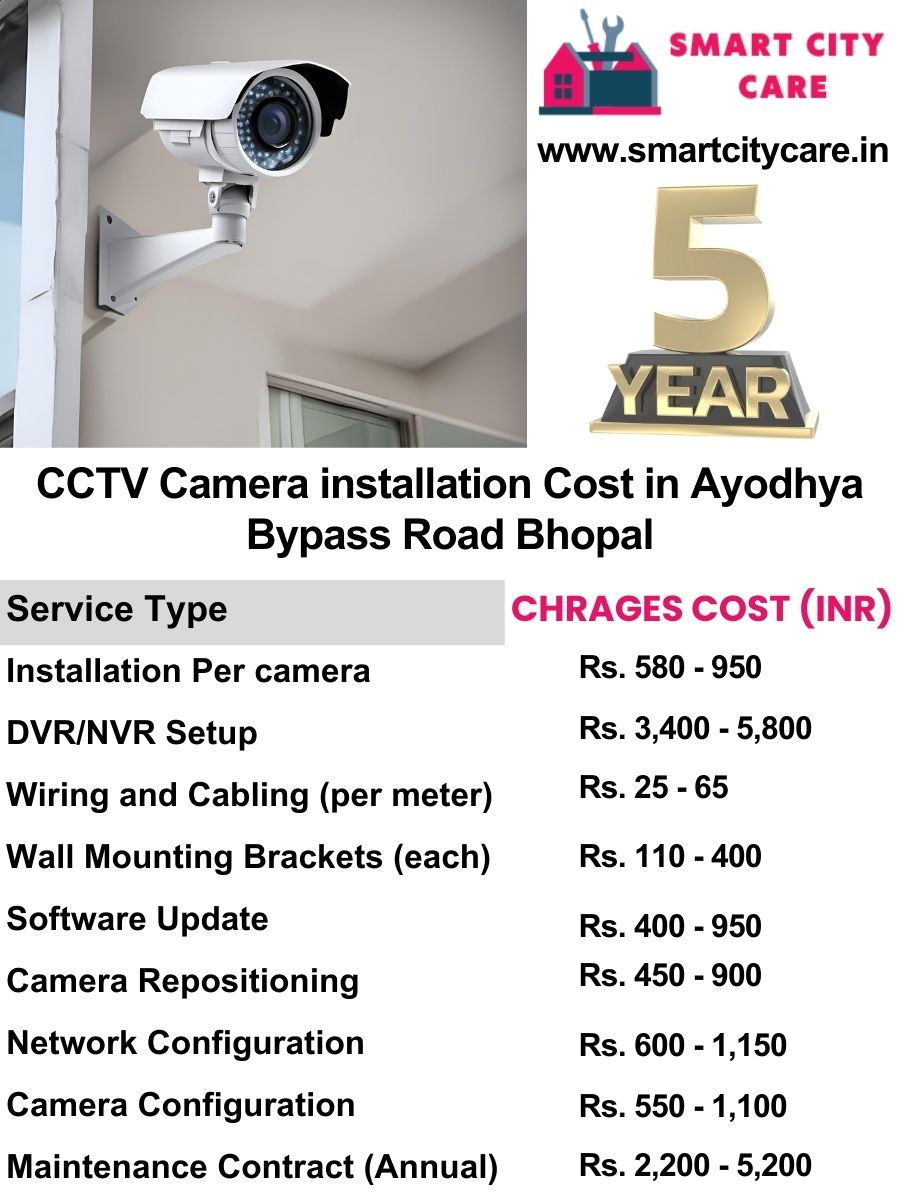 CCTV camera installation cost list in Bhopal, Ayodhya Bypass Road