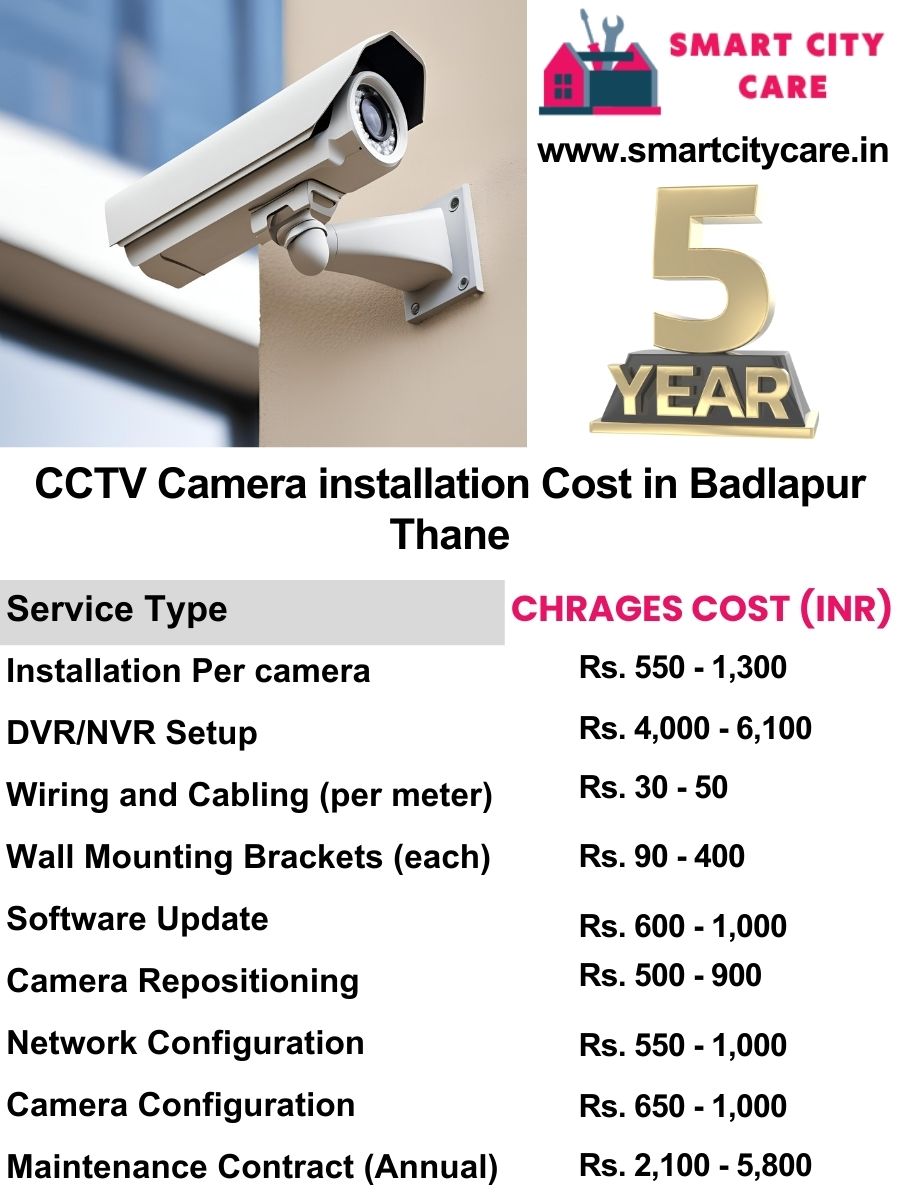 CCTV camera installation cost list in Thane, Badlapur