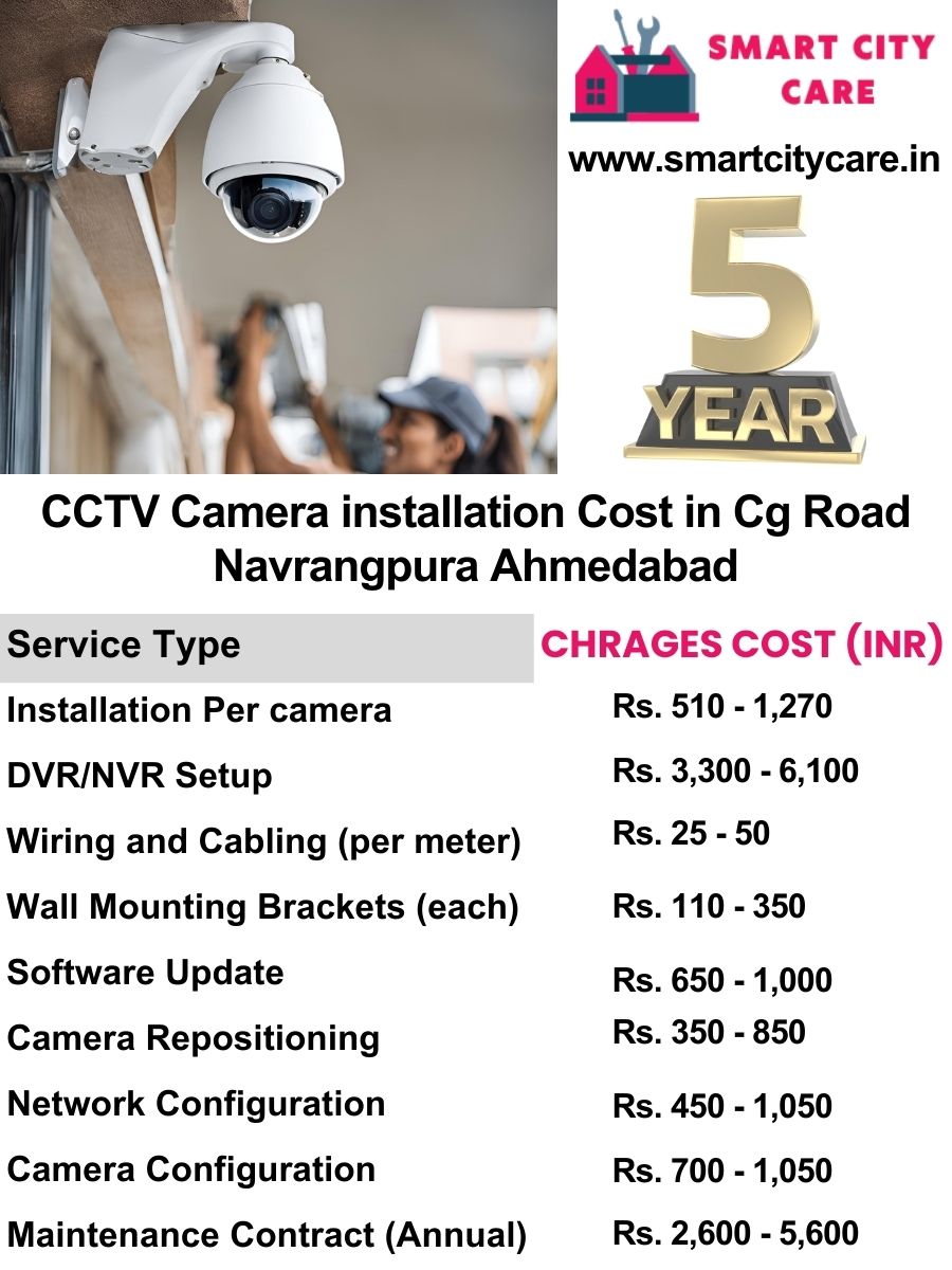 CCTV camera installation cost list in Ahmedabad, CG Road, Navrangpura