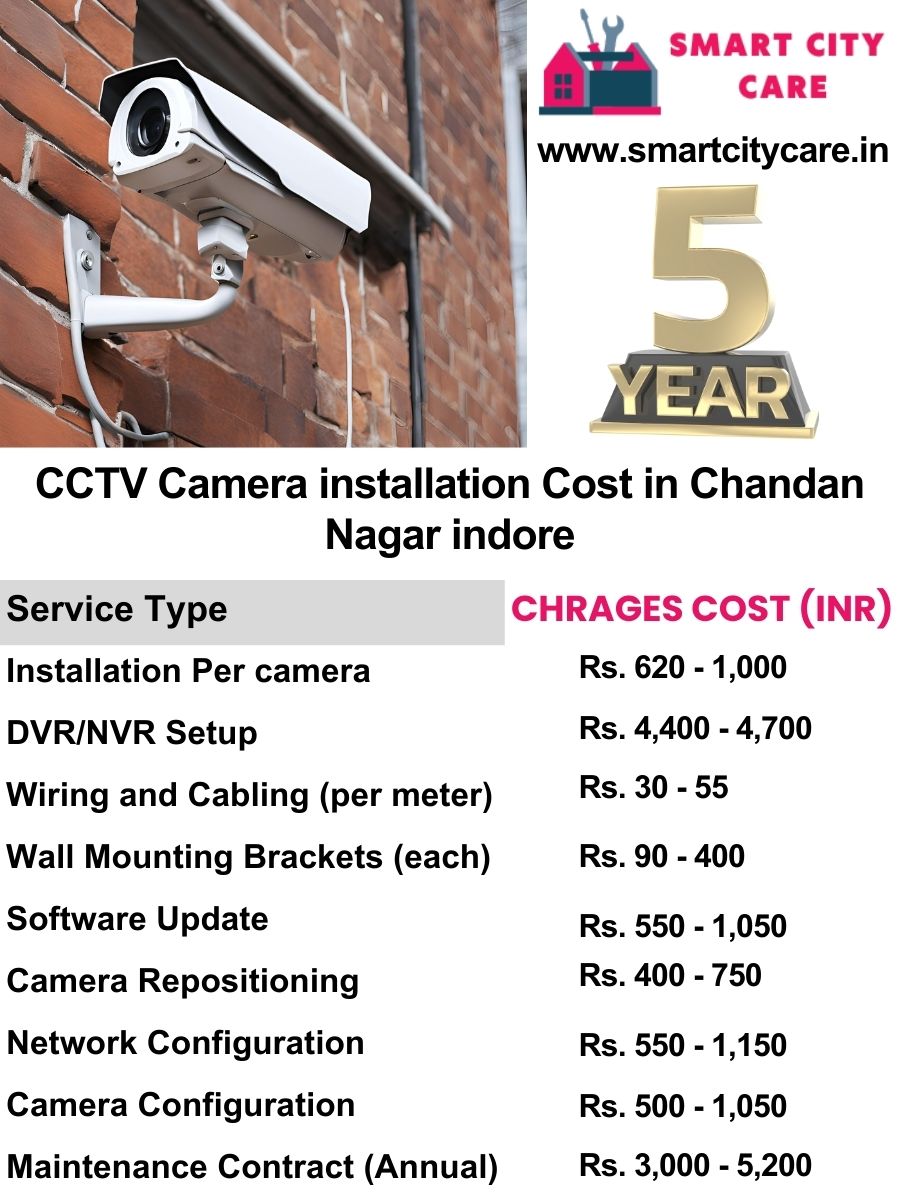 CCTV camera installation cost list in Indore, Chandan Nagar