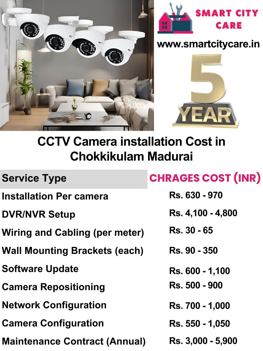 CCTV camera installation cost list in Madurai, Chokkikulam