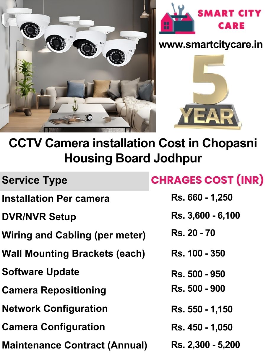 CCTV camera installation cost list in Jodhpur, Chopasni Housing Board