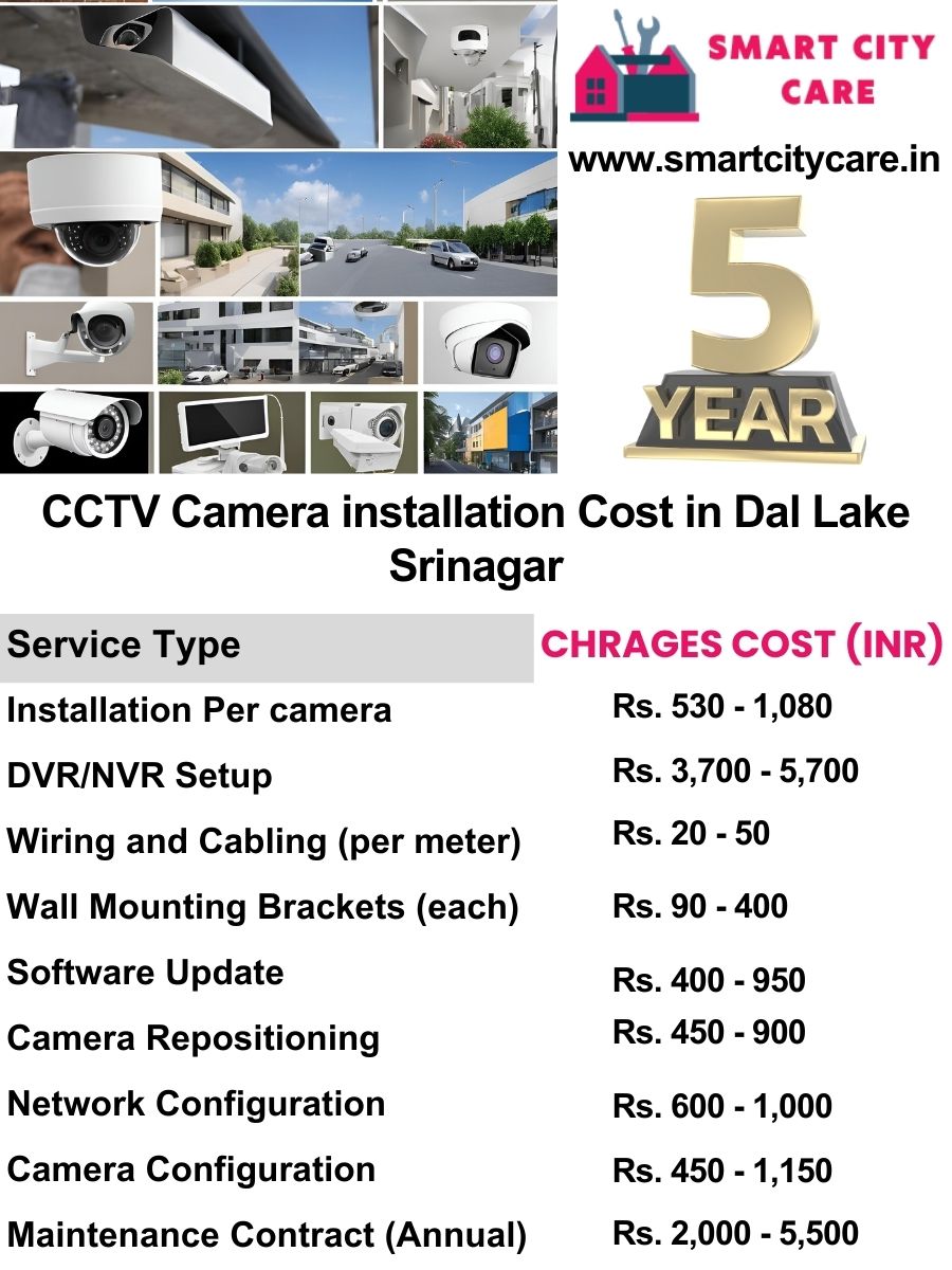 CCTV camera installation cost list in Srinagar, Dal Lake