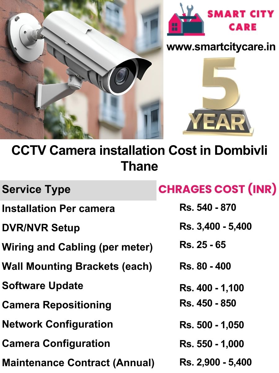 CCTV camera installation cost list in Thane, Dombivli