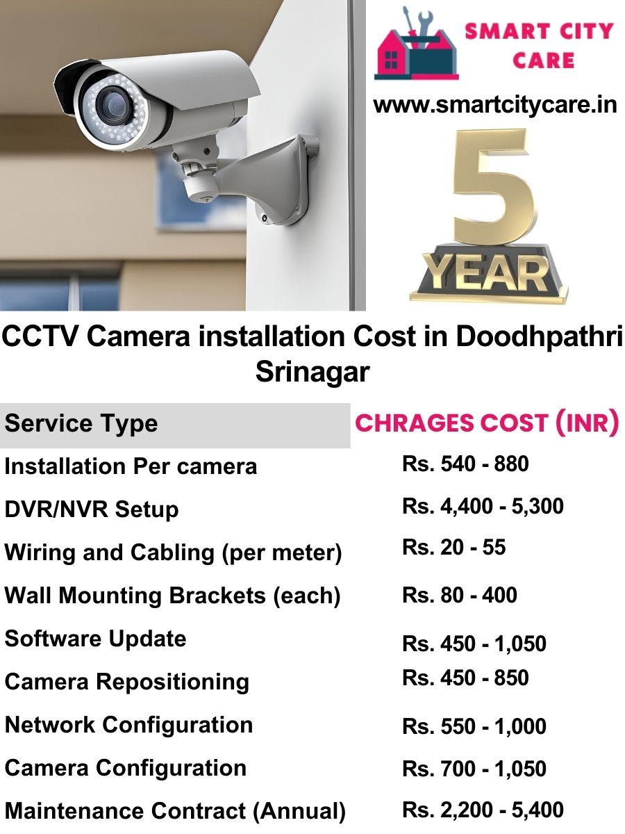 CCTV camera installation cost list in Srinagar, Doodhpathri